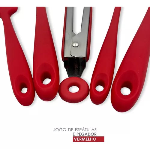 Kit Espátulas + Pegador de Silicone - 5 Peças