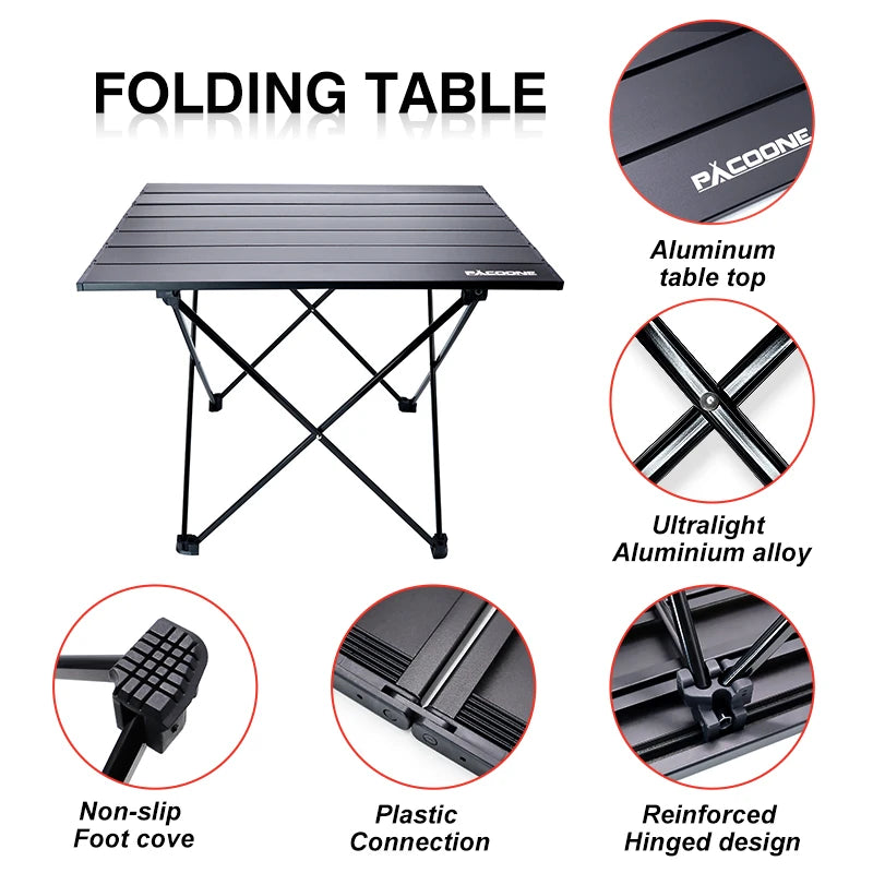 PACOONE Outdoor Camping Table Portable Foldable Desk High strength Ultralight Aluminium Hiking Picnic Folding Tables For BBQ New